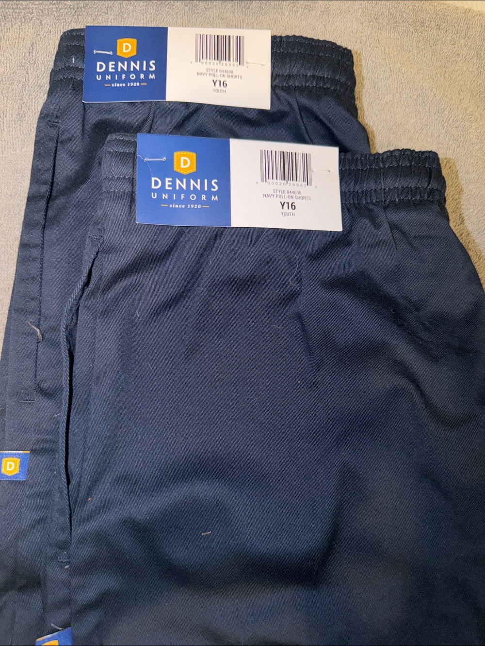 2 Dennis Uniform Youth Elastic Waist Shorts - Navy